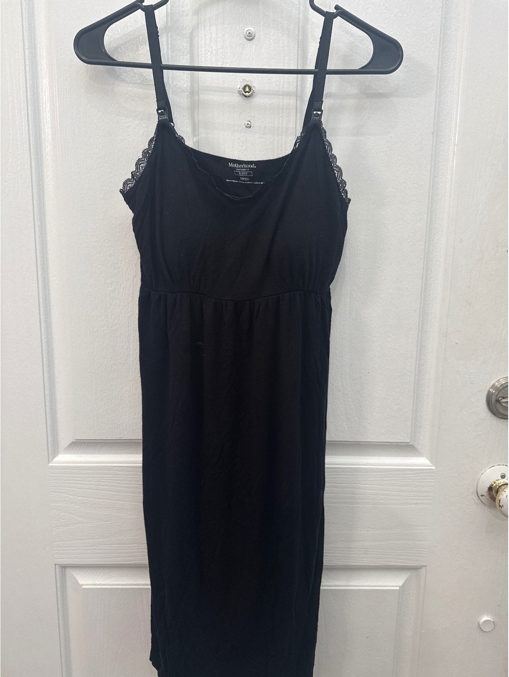 Motherhood Maternity Black Sleep Dress with Adjustable Straps, Size S/P